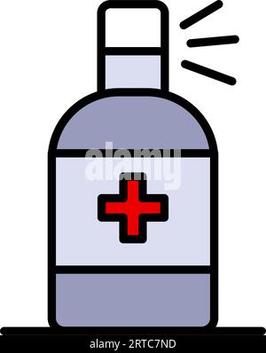 Farbvektorsymbol für Kosmetikflasche, Antiseptikum oder Desinfektionsspray. Symbol für nagellackentferner oder Entfetter. Einfaches Stilschild für mobiles Konzept und Stock Vektor