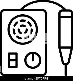Symbolvektor für elektrische Nagelbohrlinie. Schild für elektrische Nagelbohrer. Isoliertes Kontursymbol, schwarze Abbildung. Maniküre, Pediküre-Geräte signalisieren Vektor-ico Stock Vektor