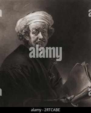 Rembrandt als Apostel Paulus. Rembrandt Harmenszoon van Rijn, 1606-1669. Niederländischer Künstler. Nach einem Druck von Charles Turner aus dem Selbstporträt von Rembrandt. Stockfoto