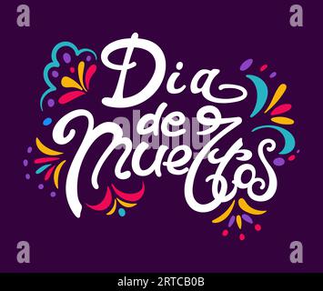 Tag der Toten. Dia de Muertos. Ofrenda. Buchstaben. Helle Vektorillustration im Vintage-Stil. Für Poster, Postkarten, Banner, Designelemente Stock Vektor