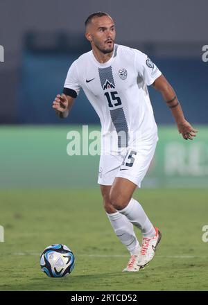 Serravalle, Italien. September 2023. Vanja Drkusic aus Slowenien während des Spiels der UEFA EURO 2024 im Stadion San Marino in Serravalle. Auf dem Bild sollte stehen: Jonathan Moscrop/Sportimage Credit: Sportimage Ltd/Alamy Live News Stockfoto