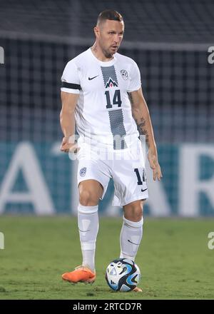 Serravalle, Italien. September 2023. Jasmin Kurtic aus Slowenien während des Spiels der UEFA EURO 2024 im San Marino Stadion in Serravalle. Auf dem Bild sollte stehen: Jonathan Moscrop/Sportimage Credit: Sportimage Ltd/Alamy Live News Stockfoto