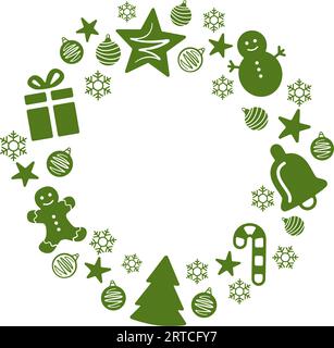 Weihnachtskranz aus Dekorationen Stock Vektor