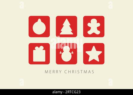 Weihnachtskarte mit Frohe Weihnachten und Dekorationen Stock Vektor