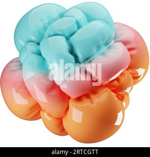 Abstrakte Objektdarstellung in 3D-Render-Farbe, aufgeblähtes abstraktes Stücklistensymbol Stockfoto