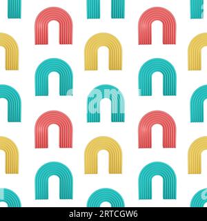 3D-Farben Regenbogen Formen Objekt nahtlose Muster, abstrakte Regenbogen Wiederholungspapier Stockfoto