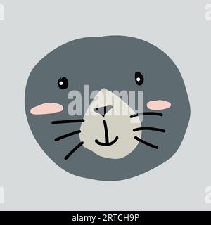 Süßes Pelzsiegel-Portrait. Tierkopf-Flachvektor Stock Vektor