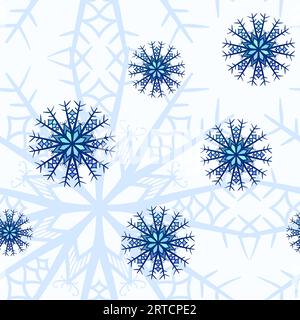Nahtloser Hintergrund blaue dekorative Schneeflocken Stock Vektor