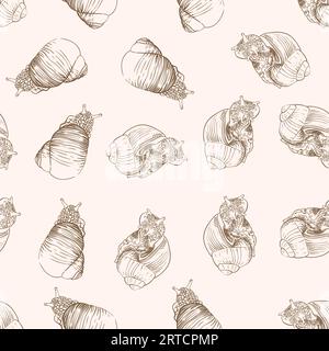 Vector seamless pattern with hand drawn snails Stock Vektor
