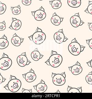 Niedliches nahtloses Muster mit Schweinedodel, Vektor-Hintergrund für Stoff und Dekor Stock Vektor