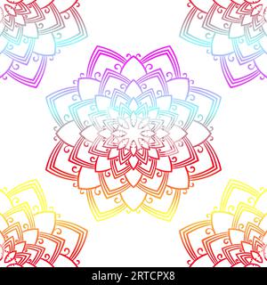 Nahtloser Vektorhintergrund aus Regenbogenverlaufsmandala Stock Vektor