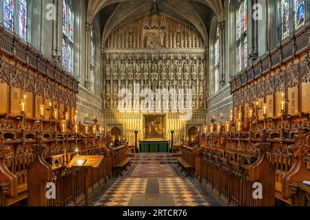 Das Innere der Magdalen College Chapel in Oxford, Oxfordshire, England, Großbritannien, Europa Stockfoto