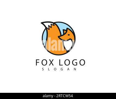 Vektorvorlage für Fox-Logo. Design-Konzept mit Tierkopf-Logo. Logo-Symbol. Minimales Fox-Logo mit Circle-Vektor und editierbar Stock Vektor