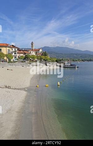 Strand, in Feriolo, Lago Maggiore, Lombardei, Italien Stockfoto