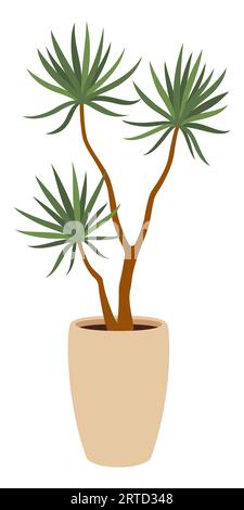 Dracaena Pflanze im Topf, isolierter Karikaturvektor beliebte Indoor Blume bekannt für seine langen, schlanken Blätter und leuchtend grüne Farbe. Es ist wartungsarm Stock Vektor