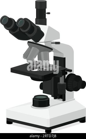 Professionelles Labormikroskop isoliert: Wissenschaftliche Forschung und medizinisches Konzept Stock Vektor