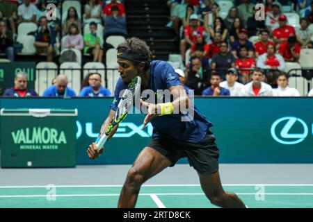 Bologna, Italien. September 2023. Elias Ymer (SWE) während des Davis Cup 2023 Gruppe A in Bologna 12/09/23 in der Unipol Arena Credit: Independent Photo Agency/Alamy Live News Stockfoto