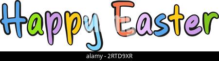 Fröhliche, farbenfrohe Osterbeschriftung Stock Vektor