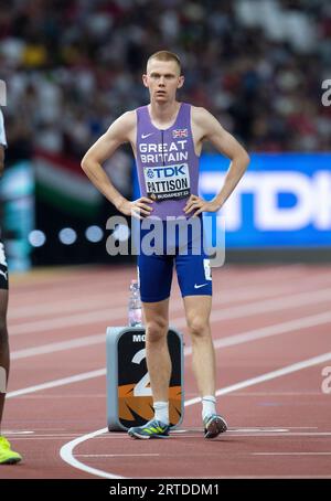 Ben Pattison von GB & NI nahm am achten Tag im 800-Meter-Finale der Männer an den Leichtathletik-Weltmeisterschaften im National Athletics Centre in Budape Teil Stockfoto