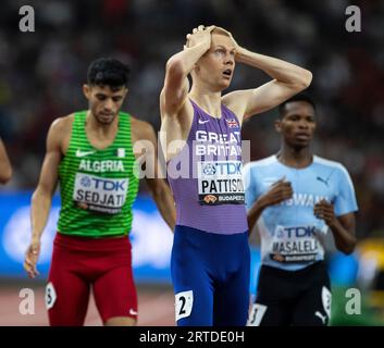 Ben Pattison von GB & NI nahm am achten Tag im 800-Meter-Finale der Männer an den Leichtathletik-Weltmeisterschaften im National Athletics Centre in Budape Teil Stockfoto