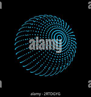 3D futuristische Kugel und gepunktete Kugelform. Digitale Technologie Drahtmodellstruktur, Cyber-Netz, Datenvisualisierung futuristisches blaues Drahtvektormodell. Dimensionale Kugel oder Kugel Stock Vektor