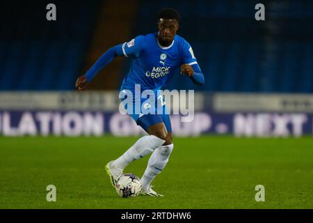 12. September 2023; Weston Homes Stadium, Peterborough, Cambridgeshire, England; EFL Trophy Football, Peterborough United gegen Cambridge United; Emmanuel Fernandez von Peterborough United Stockfoto