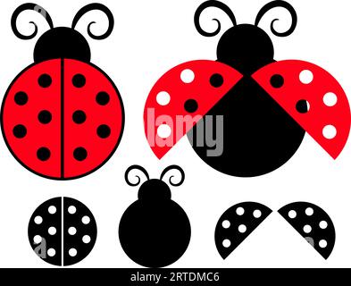 Marienkäfer Fliegenfliegen-Vektor-Set Stock Vektor