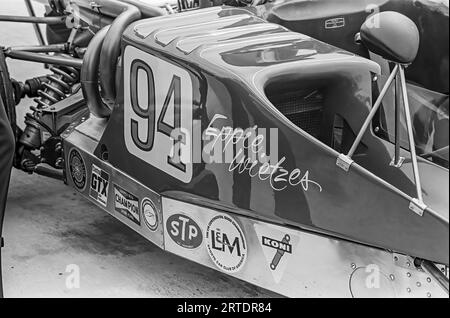 Eppie wietzes startete in einem Lola T300 beim SCCA L&M F5000-Rennen 1972 auf dem Watkins Glen Grand Prix Circuit, startete 14. Und belegte 15. Platz Stockfoto