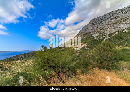 Wandern in den Bergen von Biokovo in Drvenik in Kroatien Stockfoto