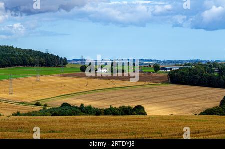 September: Blick auf das Strathmore Valley und die Sidlaw Hills in Dundee, Schottland Stockfoto