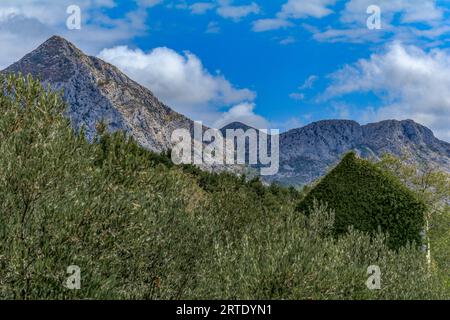 Wandern in den Bergen Biokovo Bergsteigen Drvenik Attraktionen in Kroatien Stockfoto