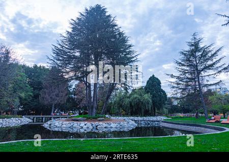 Blick am späten Abend auf den Minoru Lakes Park in Richmond, British Columbia, Kanada Stockfoto