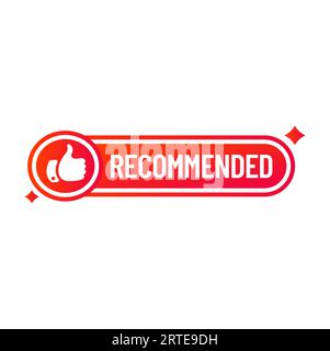 Empfehlen Sie ein Etikett, einen Aufkleber oder ein Etikett. Vektor-Daumen-nach-oben-Schild, rote Origami-Papierbanner. Sprechblase für anerkannte Qualitätsgarantie Stock Vektor