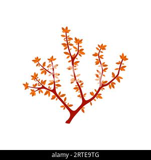 Seetangsymbol isolierte Unterwasserpolypen in Tiefseegewässern. Vector Meereskorallen Anemone Pflanze Symbol. Gorgonische Wasserpflanze, Aquarienorganismus Stock Vektor