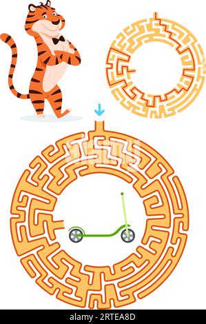Labyrinth-Spiel für Kinder mit Lösung Stock Vektor