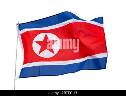 Wehende Flagge Nordkoreas Stockfoto