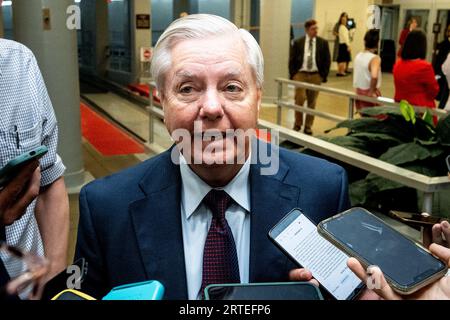 Washington, Usa. September 2023. US-Senator Lindsey Graham (R-SC) spricht mit Reportern im US-Kapitol. (Foto: Michael Brochstein/SIPA USA) Credit: SIPA USA/Alamy Live News Stockfoto