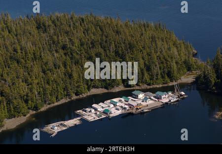 Holzfällerlager in einer geschützten Bucht im Tongass National Forest, Alaska, USA; Prince of Wales, Alaska, Vereinigte Staaten von Amerika Stockfoto