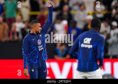 Dortmund, Deutschland. September 2023. DORTMUND, DEUTSCHLAND - 12. SEPTEMBER: Kylian Mbappe aus Frankreich zeigt während des internationalen Freundschaftsspiels zwischen Deutschland und Frankreich im Signal Iduna Park am 12. September 2023 in Dortmund. (Foto: Joris Verwijst/BSR Agency) Credit: BSR Agency/Alamy Live News Stockfoto