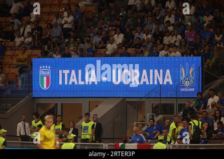 Mailand, Italien. September 2023. Während der Qualifikation zur Euro 2024, Qualifikationsrunde, Gruppe C, Fußballspiel zwischen der Nationalmannschaft Italiens und der Ukraine. Am 12. September 2023, San Siro Stadium, Mailand, ItalyPhoto Nderim KACELI Credit: Independent Photo Agency/Alamy Live News Stockfoto