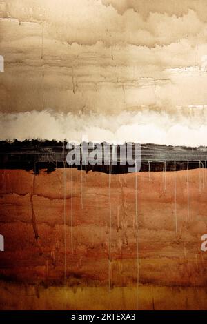 Dawn, Abstrakte Malerei In Braun Und Weiß (Acrylmalerei). Stockfoto