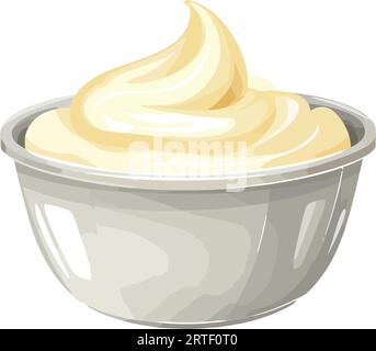 Gourmet-Dessert in gelber Schüssel mit Sahne Stock Vektor