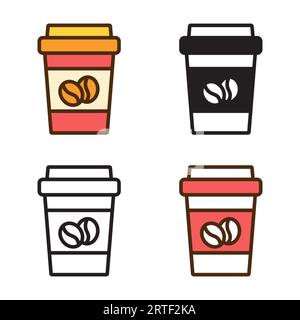 Symbol für Kaffeetassen im 4-teiligen Stil: Flach, Glyphe, Kontur, Duoton Stock Vektor