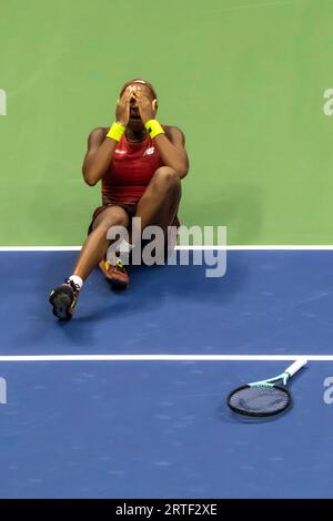 Coco Gauff (USA) gewinnt die Women's Singles Finals beim US Open Tennis 2023. Stockfoto
