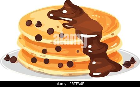 Stapel Pfannkuchen mit Sirup und Butter. Stock Vektor