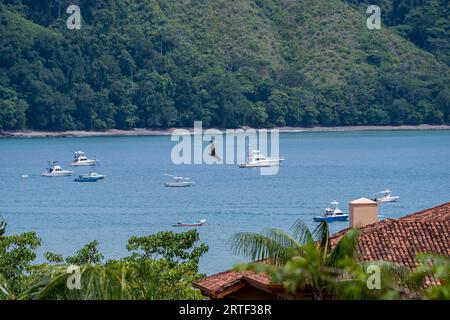 Wunderschöner Blick auf die Los Sueños Marina voller Yachten und Boote in Herradura Beach - Costa Rica Stockfoto