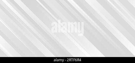 Diagonaler Hintergrund mit grauen Verlaufslinien. Abstrakte grau-weiße Streifentapete. Universeller technischer Hintergrund. Weiche, glatte silberne Vorlage für Banner, Flyer, Broschüre, Präsentation. Vektorillustration Stock Vektor