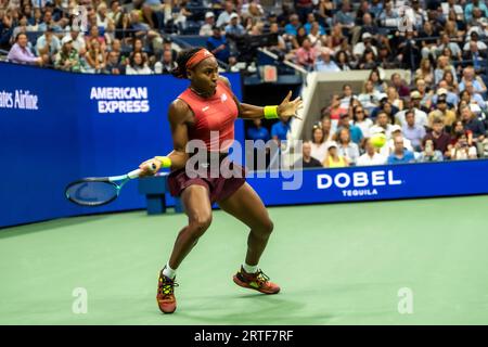 Coco Gauff (USA) gewinnt die Women's Singles Finals beim US Open Tennis 2023. Stockfoto