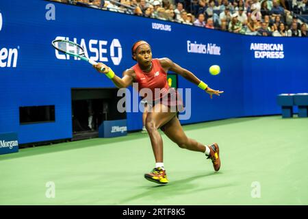 Coco Gauff (USA) gewinnt die Women's Singles Finals beim US Open Tennis 2023. Stockfoto
