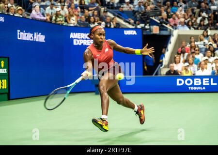 Coco Gauff (USA) gewinnt die Women's Singles Finals beim US Open Tennis 2023. Stockfoto